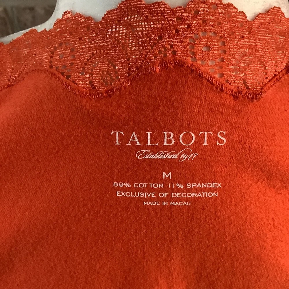 TALBOTS Orange Lace-Trim Tank Top 63 - Picture 4 of 8